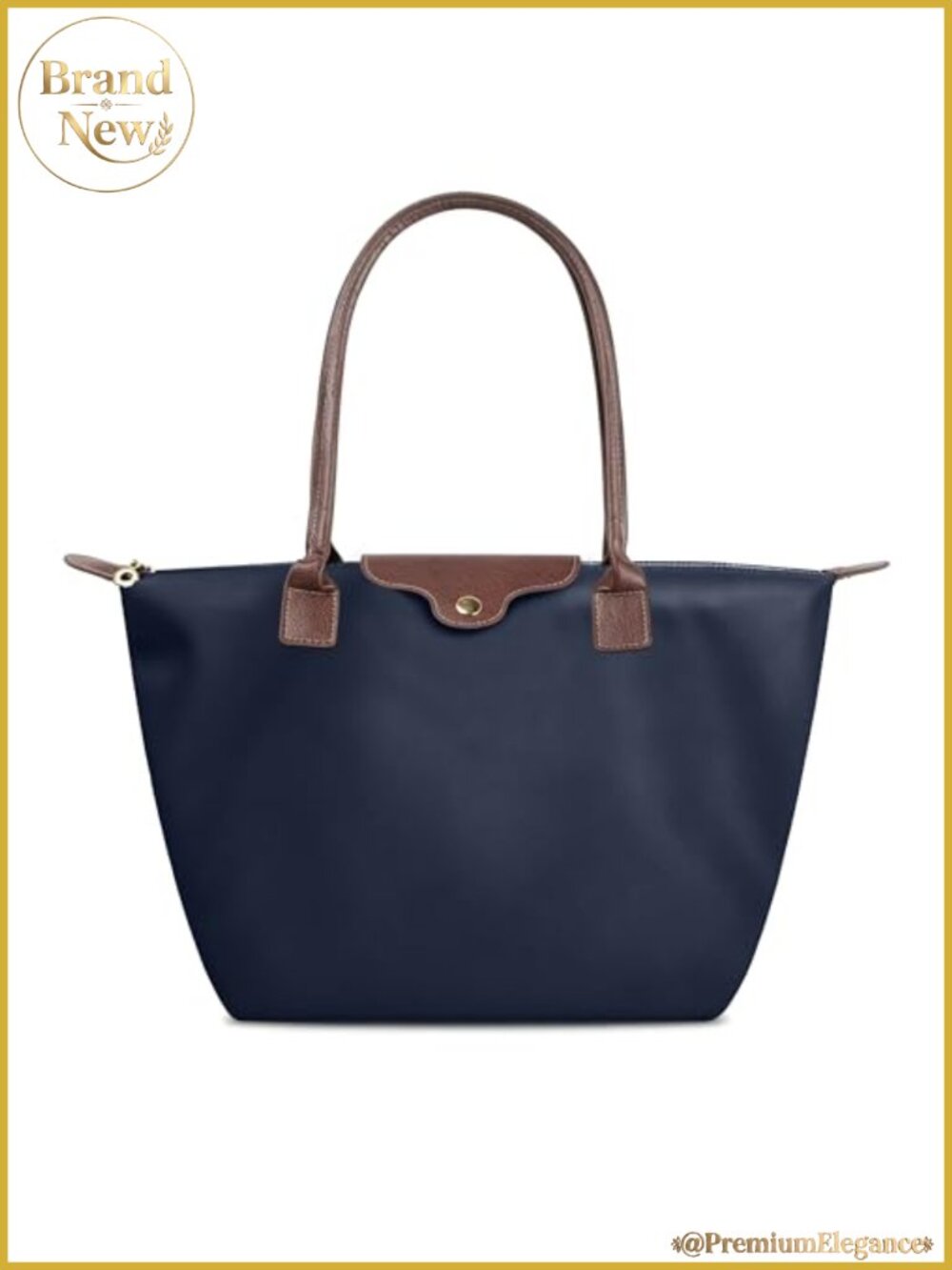 Foldable Nylon Tote Bag for Women with Zipper, Laptop Work Handbag